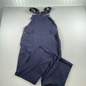 Masseys Womens Blue Knit Overalls Bib Adjustable Straps Pockets Size L‎